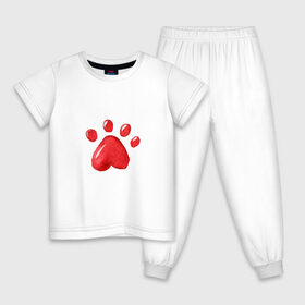 Детская пижама хлопок с принтом Кошачья лапка в Курске, 100% хлопок |  брюки и футболка прямого кроя, без карманов, на брюках мягкая резинка на поясе и по низу штанин
 | котьи лапки | котэ