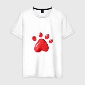 Мужская футболка хлопок с принтом Кошачья лапка в Курске, 100% хлопок | прямой крой, круглый вырез горловины, длина до линии бедер, слегка спущенное плечо. | котьи лапки | котэ