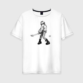 Женская футболка хлопок Oversize с принтом Rock it Baby в Курске, 100% хлопок | свободный крой, круглый ворот, спущенный рукав, длина до линии бедер
 | арт | гитара | музыка | рисунок | рок