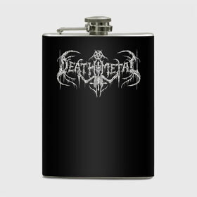 Фляга с принтом Deathmetal в Курске, металлический корпус | емкость 0,22 л, размер 125 х 94 мм. Виниловая наклейка запечатывается полностью | deathcore | deathmetal | metal | rock | teribal | дэткор | дэтметал | рок