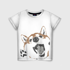 Детская футболка 3D с принтом Shiba Inu в Курске, 100% гипоаллергенный полиэфир | прямой крой, круглый вырез горловины, длина до линии бедер, чуть спущенное плечо, ткань немного тянется | shiba inu | сиба ину | собака
