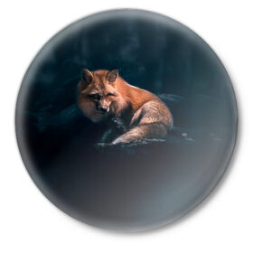 Значок с принтом Мудрый лис в Курске,  металл | круглая форма, металлическая застежка в виде булавки | Тематика изображения на принте: fox | foxy | животное | звери | лиса | лисенок | лисичка | милая | рыжая | фокс