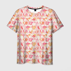 Мужская футболка 3D с принтом Сердечки в Курске, 100% полиэфир | прямой крой, круглый вырез горловины, длина до линии бедер | 8 марта | love | девочки | женская | любовь | подружке | сердечки