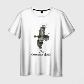 Мужская футболка 3D с принтом American Gods в Курске, 100% полиэфир | прямой крой, круглый вырез горловины, длина до линии бедер | Тематика изображения на принте: american gods | америка | американские боги | сериал | сша