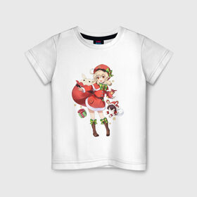 Детская футболка хлопок с принтом Рождественская Кли в Курске, 100% хлопок | круглый вырез горловины, полуприлегающий силуэт, длина до линии бедер | арт | игрушка эмбер | кли | рисунок | рождество | танцующая игрушка | эмбер