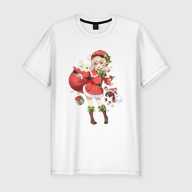 Мужская футболка хлопок Slim с принтом Рождественская Кли в Курске, 92% хлопок, 8% лайкра | приталенный силуэт, круглый вырез ворота, длина до линии бедра, короткий рукав | арт | игрушка эмбер | кли | рисунок | рождество | танцующая игрушка | эмбер
