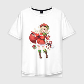Мужская футболка хлопок Oversize с принтом Рождественская Кли в Курске, 100% хлопок | свободный крой, круглый ворот, “спинка” длиннее передней части | арт | игрушка эмбер | кли | рисунок | рождество | танцующая игрушка | эмбер