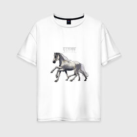 Женская футболка хлопок Oversize с принтом Sleipnir в Курске, 100% хлопок | свободный крой, круглый ворот, спущенный рукав, длина до линии бедер
 | horse | sleipnir | конь одина | лошадь | скандинавская мифология | слейпнир