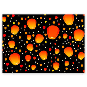 Поздравительная открытка с принтом Sky Lanterns в Курске, 100% бумага | плотность бумаги 280 г/м2, матовая, на обратной стороне линовка и место для марки
 | lanterns festival | sky lanterns | небесные фонарики | фестиваль фонариков