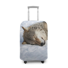 Чехол для чемодана 3D с принтом Спящий Волк в Курске, 86% полиэфир, 14% спандекс | двустороннее нанесение принта, прорези для ручек и колес | animals | wolf | волк | волки | животные | звери | зверь | одиночество | одиночка | пёс | собака | спящий волк