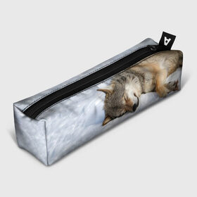 Пенал 3D с принтом Спящий Волк в Курске, 100% полиэстер | плотная ткань, застежка на молнии | animals | wolf | волк | волки | животные | звери | зверь | одиночество | одиночка | пёс | собака | спящий волк