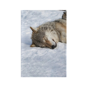 Обложка для паспорта матовая кожа с принтом Спящий Волк в Курске, натуральная матовая кожа | размер 19,3 х 13,7 см; прозрачные пластиковые крепления | animals | wolf | волк | волки | животные | звери | зверь | одиночество | одиночка | пёс | собака | спящий волк