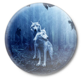 Значок с принтом Волки в Курске,  металл | круглая форма, металлическая застежка в виде булавки | animals | wolf | волк | волки | животные | звери | зверь | луна | одиночество | одиночка | пёс | собака