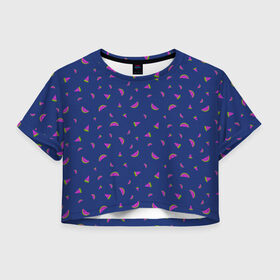 Женская футболка Crop-top 3D с принтом WATERMELON fresh в Курске, 100% полиэстер | круглая горловина, длина футболки до линии талии, рукава с отворотами | berries | fresh | fruits | арбуз | летний | свежий | яркий