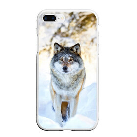 Чехол для iPhone 7Plus/8 Plus матовый с принтом Я зимой в Курске, Силикон | Область печати: задняя сторона чехла, без боковых панелей | animals | wolf | волк | волки | животные | звери | зверь | луна | одиночество | одиночка | пёс | собака