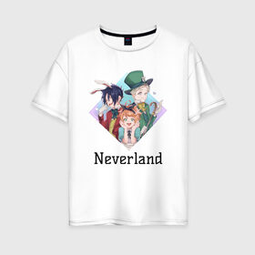 Женская футболка хлопок Oversize с принтом Neverland в Курске, 100% хлопок | свободный крой, круглый ворот, спущенный рукав, длина до линии бедер
 | 