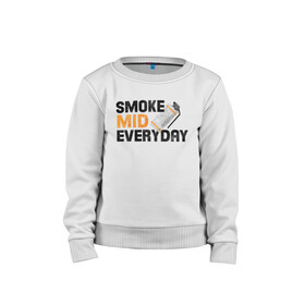 Детский свитшот хлопок с принтом Smoke Mid Everyday в Курске, 100% хлопок | круглый вырез горловины, эластичные манжеты, пояс и воротник | Тематика изображения на принте: asiimov | asimov | beast | counter | counter strike | cs | easy | ez | gg | ggwp | global | go | gradient | howl | hyper | mem | meme | memes | offensive | smoke | strike | азимов | вой | градиент | зверь | контра | лого | логотип