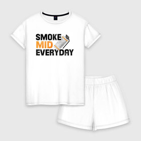 Женская пижама с шортиками хлопок с принтом Smoke Mid Everyday в Курске, 100% хлопок | футболка прямого кроя, шорты свободные с широкой мягкой резинкой | asiimov | asimov | beast | counter | counter strike | cs | easy | ez | gg | ggwp | global | go | gradient | howl | hyper | mem | meme | memes | offensive | smoke | strike | азимов | вой | градиент | зверь | контра | лого | логотип