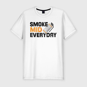 Мужская футболка хлопок Slim с принтом Smoke Mid Everyday в Курске, 92% хлопок, 8% лайкра | приталенный силуэт, круглый вырез ворота, длина до линии бедра, короткий рукав | asiimov | asimov | beast | counter | counter strike | cs | easy | ez | gg | ggwp | global | go | gradient | howl | hyper | mem | meme | memes | offensive | smoke | strike | азимов | вой | градиент | зверь | контра | лого | логотип