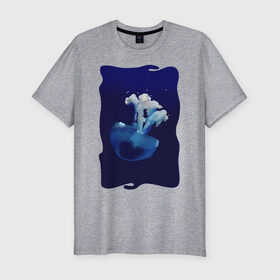 Мужская футболка хлопок Slim с принтом Медуза в Курске, 92% хлопок, 8% лайкра | приталенный силуэт, круглый вырез ворота, длина до линии бедра, короткий рукав | medusa | tegunvteg | краски | медуза | море | океан