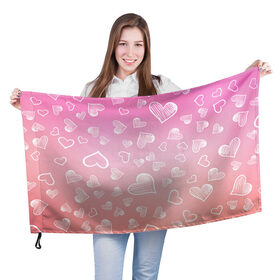 Флаг 3D с принтом Сердечки в Курске, 100% полиэстер | плотность ткани — 95 г/м2, размер — 67 х 109 см. Принт наносится с одной стороны | 8 марта | love | девочки | женская | любовь | подружке | сердечки