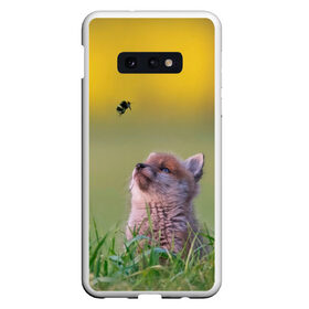 Чехол для Samsung S10E с принтом Лисенок и пчелка в Курске, Силикон | Область печати: задняя сторона чехла, без боковых панелей | fox | foxy | животное | звери | лиса | лисенок | лисичка | милая | рыжая | фокс