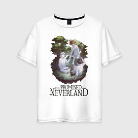 Женская футболка хлопок Oversize с принтом На природе в Курске, 100% хлопок | свободный крой, круглый ворот, спущенный рукав, длина до линии бедер
 | anime | neverland | аниме | арт | графика