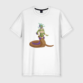 Мужская футболка хлопок Slim с принтом горгона в Курске, 92% хлопок, 8% лайкра | приталенный силуэт, круглый вырез ворота, длина до линии бедра, короткий рукав | carpg | consept | fantasy | горгона | медуза