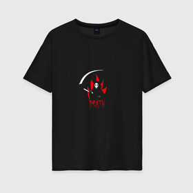 Женская футболка хлопок Oversize с принтом Grim Reaper Мрачный Жнец в Курске, 100% хлопок | свободный крой, круглый ворот, спущенный рукав, длина до линии бедер
 | death | жнец | огонь | пламя | скелет | страшный | череп