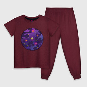 Детская пижама хлопок с принтом Мой космос! в Курске, 100% хлопок |  брюки и футболка прямого кроя, без карманов, на брюках мягкая резинка на поясе и по низу штанин
 | tgcarpg | звезды | кометы | космос | планеты | розовый | солнце | фиолетовый