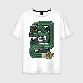Женская футболка хлопок Oversize с принтом CSGO - Огненный змей (АК-47) в Курске, 100% хлопок | свободный крой, круглый ворот, спущенный рукав, длина до линии бедер
 | 
