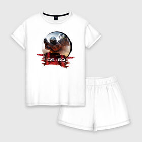 Женская пижама с шортиками хлопок с принтом Counter Strike в Курске, 100% хлопок | футболка прямого кроя, шорты свободные с широкой мягкой резинкой | counter strike | cs go | видеоигры | контр страйк | легенда | цель