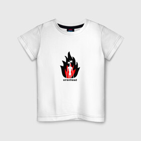 Детская футболка хлопок с принтом Sirenhead в Курске, 100% хлопок | круглый вырез горловины, полуприлегающий силуэт, длина до линии бедер | Тематика изображения на принте: sirenhead | монстр | огонь | пламя | сиреноголовый | чудовище