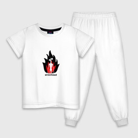 Детская пижама хлопок с принтом Sirenhead в Курске, 100% хлопок |  брюки и футболка прямого кроя, без карманов, на брюках мягкая резинка на поясе и по низу штанин
 | sirenhead | монстр | огонь | пламя | сиреноголовый | чудовище