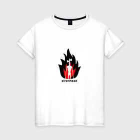 Женская футболка хлопок с принтом Sirenhead в Курске, 100% хлопок | прямой крой, круглый вырез горловины, длина до линии бедер, слегка спущенное плечо | sirenhead | монстр | огонь | пламя | сиреноголовый | чудовище