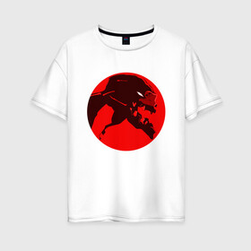 Женская футболка хлопок Oversize с принтом Евангилион в Курске, 100% хлопок | свободный крой, круглый ворот, спущенный рукав, длина до линии бедер
 | anime | eva | evangelion | nerv | аниме | анимэ | ева | евангилион | нерв | роботы | рэй | синдзи | япония
