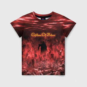 Детская футболка 3D с принтом Children of Bodom в Курске, 100% гипоаллергенный полиэфир | прямой крой, круглый вырез горловины, длина до линии бедер, чуть спущенное плечо, ткань немного тянется | Тематика изображения на принте: cobhc | death | metal | дым | концерт | метал | рок | толпа