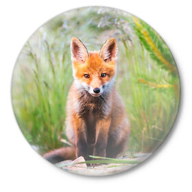 Значок с принтом Лисичка в Курске,  металл | круглая форма, металлическая застежка в виде булавки | fox | foxy | животное | звери | лиса | лисенок | лисичка | милая | рыжая | фокс
