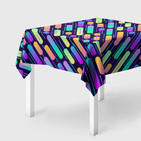 Скатерть 3D с принтом geometric abstract в Курске, 100% полиэстер (ткань не мнется и не растягивается) | Размер: 150*150 см | абстракция | геометрия | линии | палочки | радуга | яркая