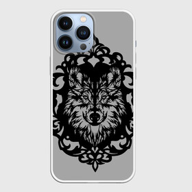 Чехол для iPhone 13 Pro Max с принтом Благородный серый волк в Курске,  |  | tattoo | wolf | волк | волка | волков | волчий | голова | дикий | животные | защитник | зверь | картинка | крутой | нос | одинокий | рык | серый | тату | тотем | тотемное животное | черный