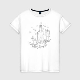 Женская футболка хлопок с принтом Романтическое свидание в Курске, 100% хлопок | прямой крой, круглый вырез горловины, длина до линии бедер, слегка спущенное плечо | 