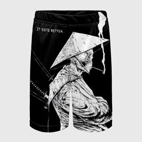 Детские спортивные шорты 3D с принтом Самурай скелет с трубкой в Курске,  100% полиэстер
 | пояс оформлен широкой мягкой резинкой, ткань тянется
 | Тематика изображения на принте: ninja | samurai | shogun | бусидо путь воина | ниндзя | путь самурая | самурай | сёгун | скелет | харакири | японский самурай
