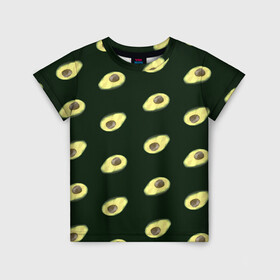 Детская футболка 3D с принтом Авокадо в Курске, 100% гипоаллергенный полиэфир | прямой крой, круглый вырез горловины, длина до линии бедер, чуть спущенное плечо, ткань немного тянется | low poly avocado | авокадо | авокадо с косточкой | растение | фрукт