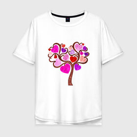 Мужская футболка хлопок Oversize с принтом Древо любви в Курске, 100% хлопок | свободный крой, круглый ворот, “спинка” длиннее передней части | 14 февраля | 8 марта | дерево | любить | любовь | сердце