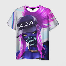 Мужская футболка 3D с принтом KDA Akali в Курске, 100% полиэфир | прямой крой, круглый вырез горловины, длина до линии бедер | k pop | kda | lol | акали | образ