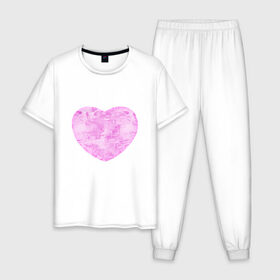Мужская пижама хлопок с принтом Акварельное сердце в Курске, 100% хлопок | брюки и футболка прямого кроя, без карманов, на брюках мягкая резинка на поясе и по низу штанин
 | 