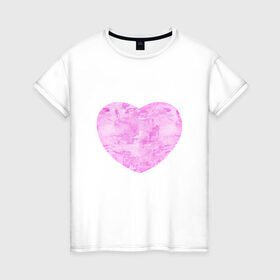 Женская футболка хлопок с принтом Акварельное сердце в Курске, 100% хлопок | прямой крой, круглый вырез горловины, длина до линии бедер, слегка спущенное плечо | 