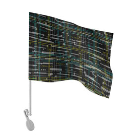 Флаг для автомобиля с принтом Cyberpunk Tartan в Курске, 100% полиэстер | Размер: 30*21 см | Тематика изображения на принте: cyberpunk | glitch | глитч | киберпанк | клетка | матрица | узор | футуристичный | шотландка