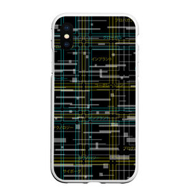 Чехол для iPhone XS Max матовый с принтом Cyberpunk Tartan в Курске, Силикон | Область печати: задняя сторона чехла, без боковых панелей | cyberpunk | glitch | глитч | киберпанк | клетка | матрица | узор | футуристичный | шотландка