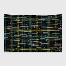 Флаг-баннер с принтом Cyberpunk Tartan в Курске, 100% полиэстер | размер 67 х 109 см, плотность ткани — 95 г/м2; по краям флага есть четыре люверса для крепления | cyberpunk | glitch | глитч | киберпанк | клетка | матрица | узор | футуристичный | шотландка